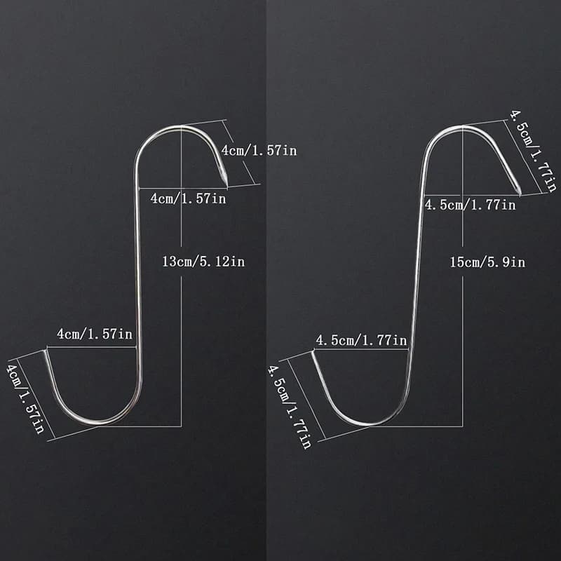 20PCS Stainless Steel S-shaped Hook Tool Butcher's Meat For Smoking Butchering Hunting Chicken BBQ Pork Sausage Bacon Grill Hook - Image 6
