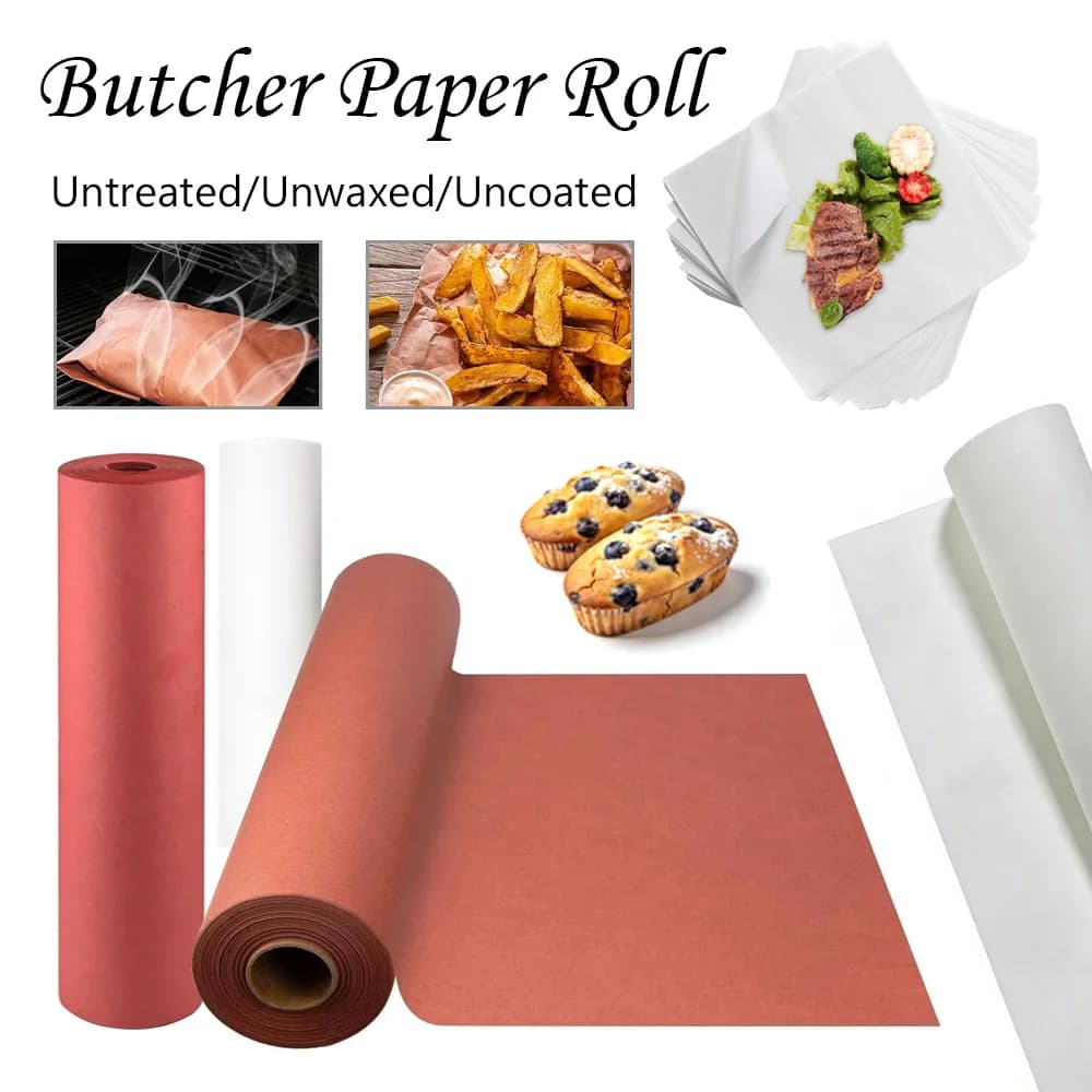 10m Unwaxed Peach Butcher Paper Roll 30cmx10m Barbecue Heavy Duty Smoking Meat Brisket Wrap Oil Resistant Tear Proof Cooking - Image 1