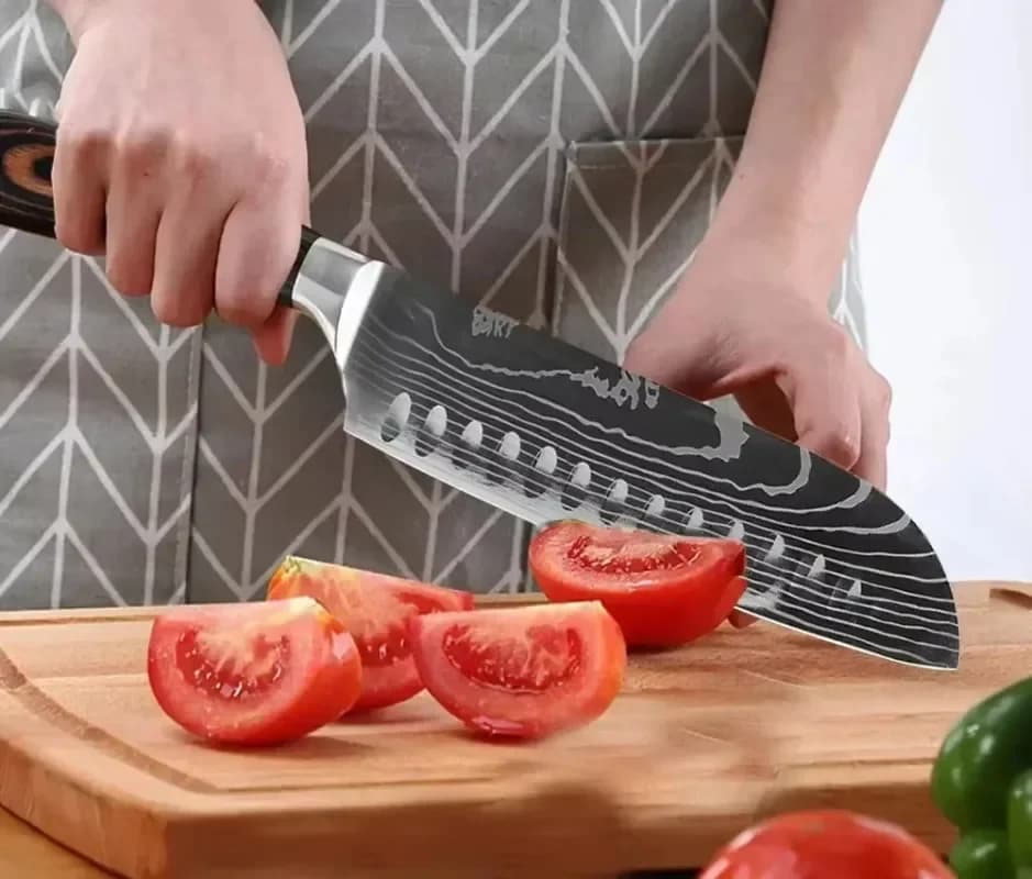 Damascus Chef's Knife Kitchen Knives Set Professional Boning Knife Meat Cleaver Utility Knife Japanese Santoku Knife with Cover - Image 2