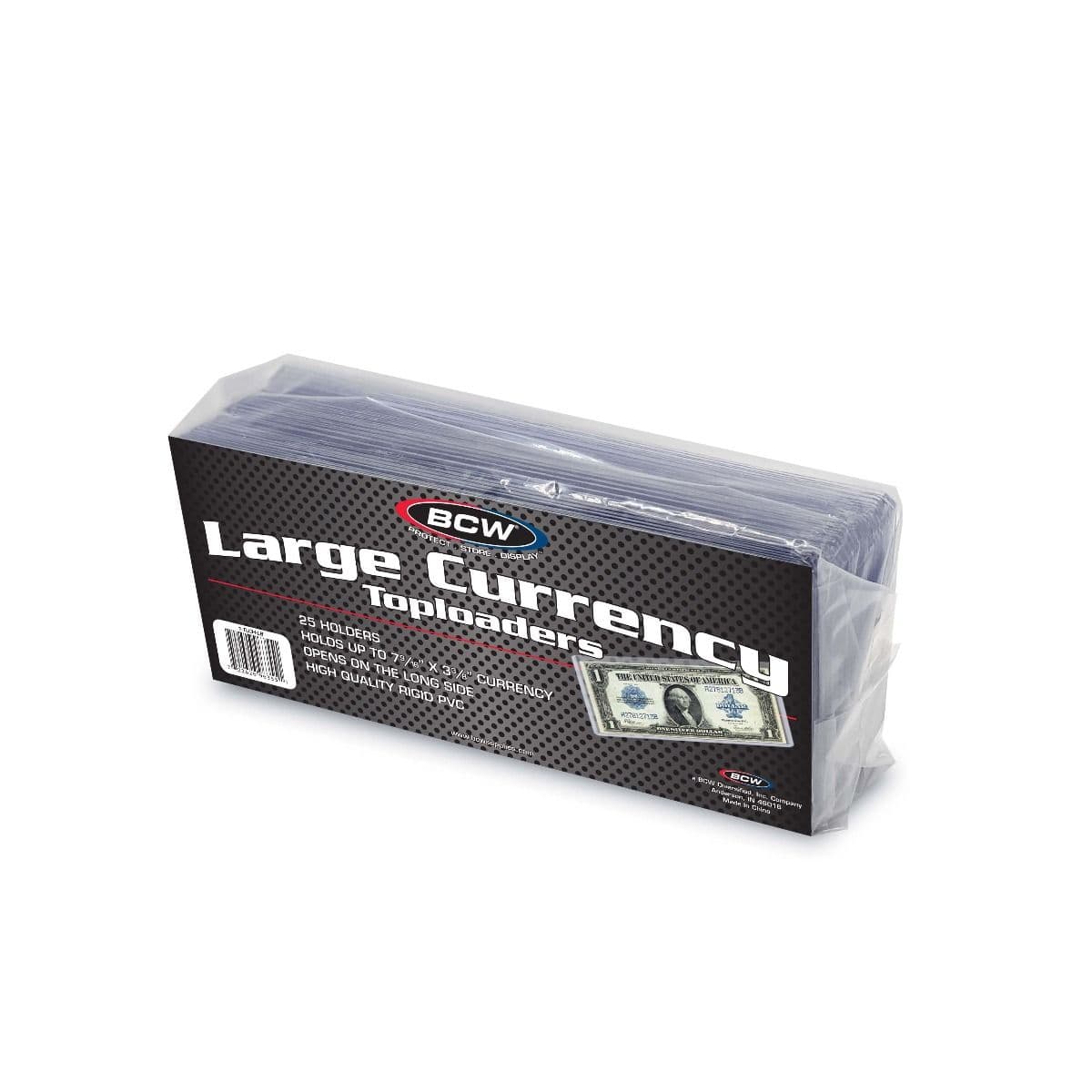 Package of BCW Currency Topload Holder - Large Bill