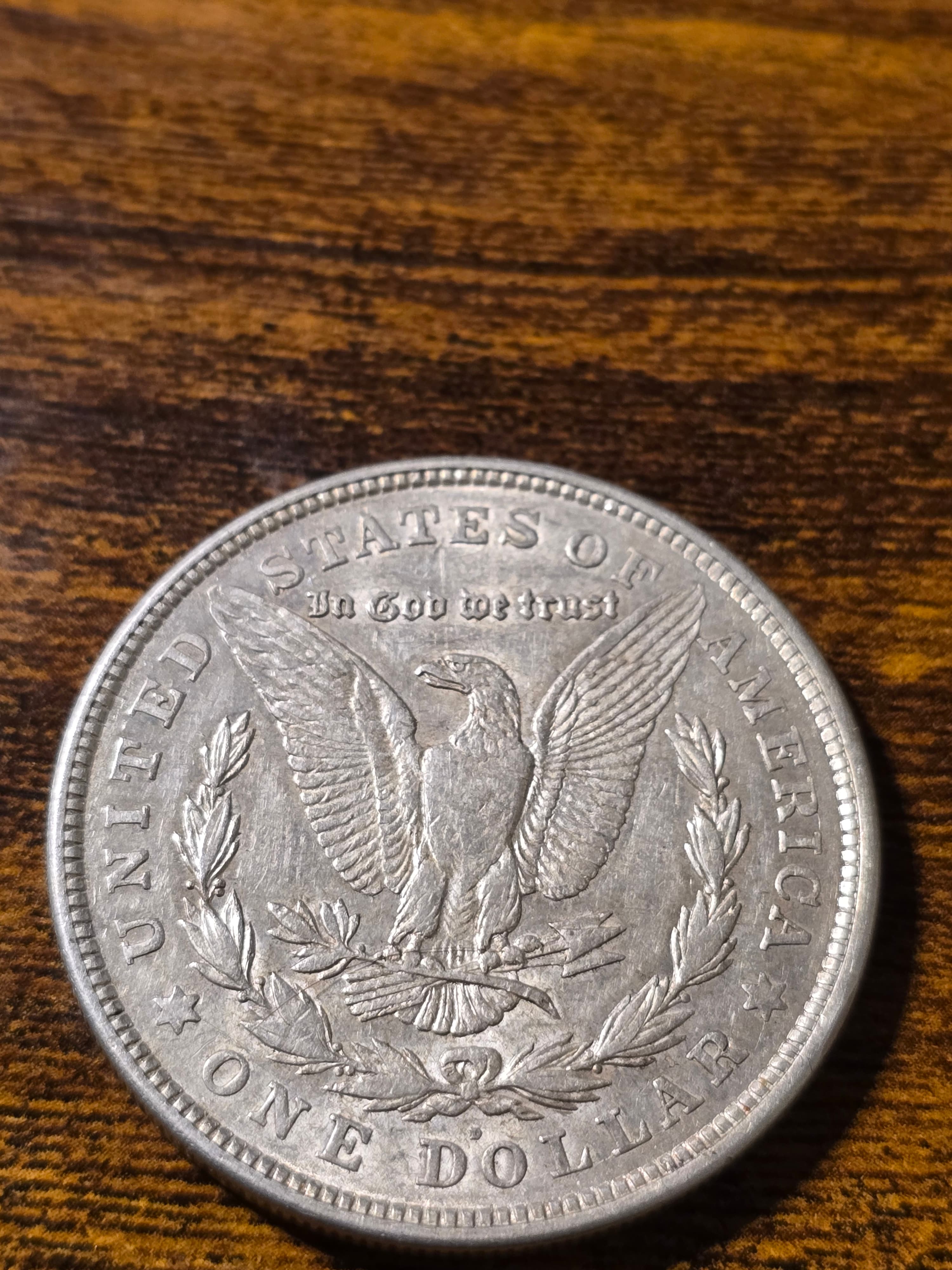1921-D Morgan Silver Dollar raw coin, exact item photo