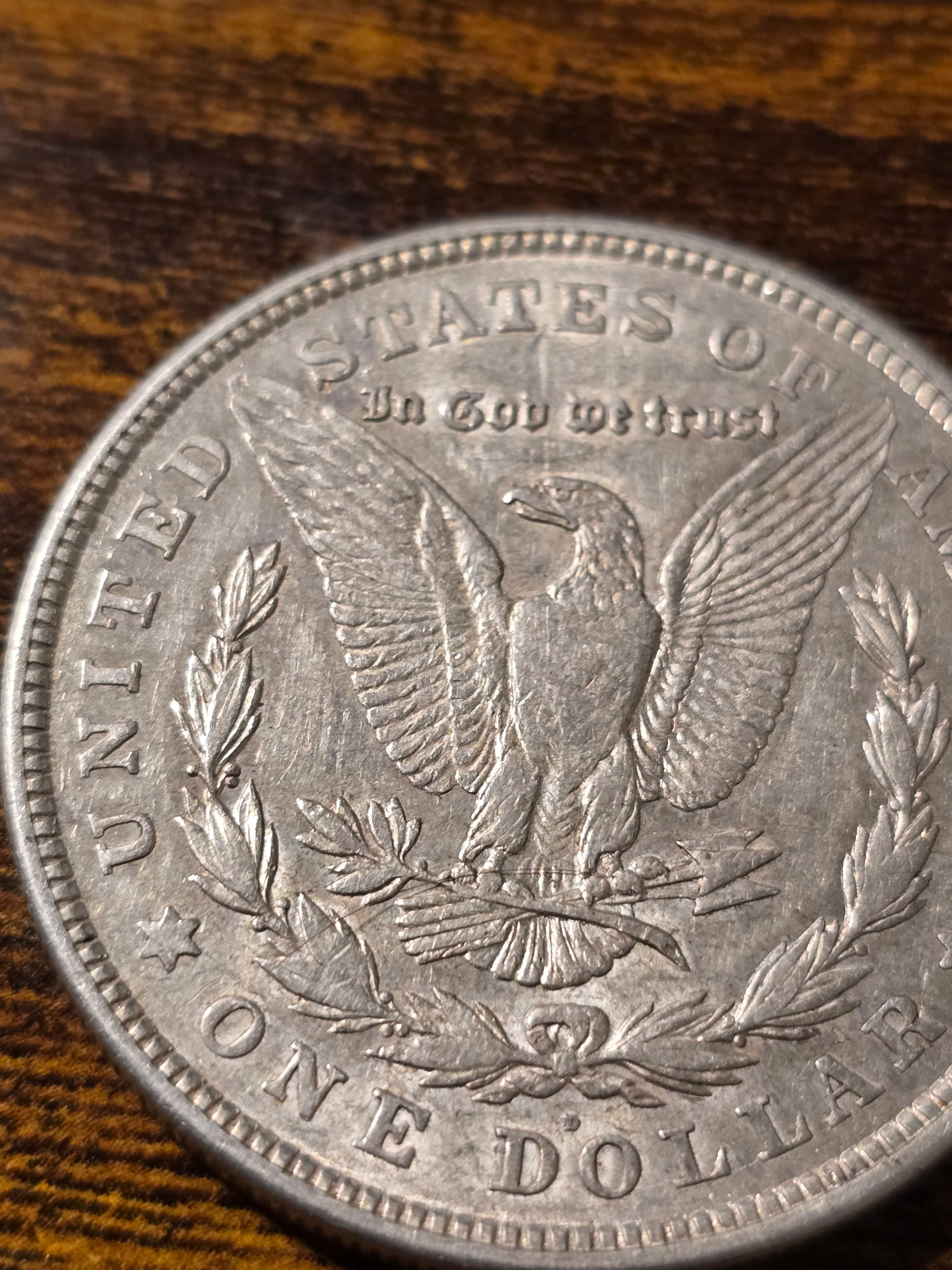 1921-D Morgan Silver Dollar raw coin, exact item photo