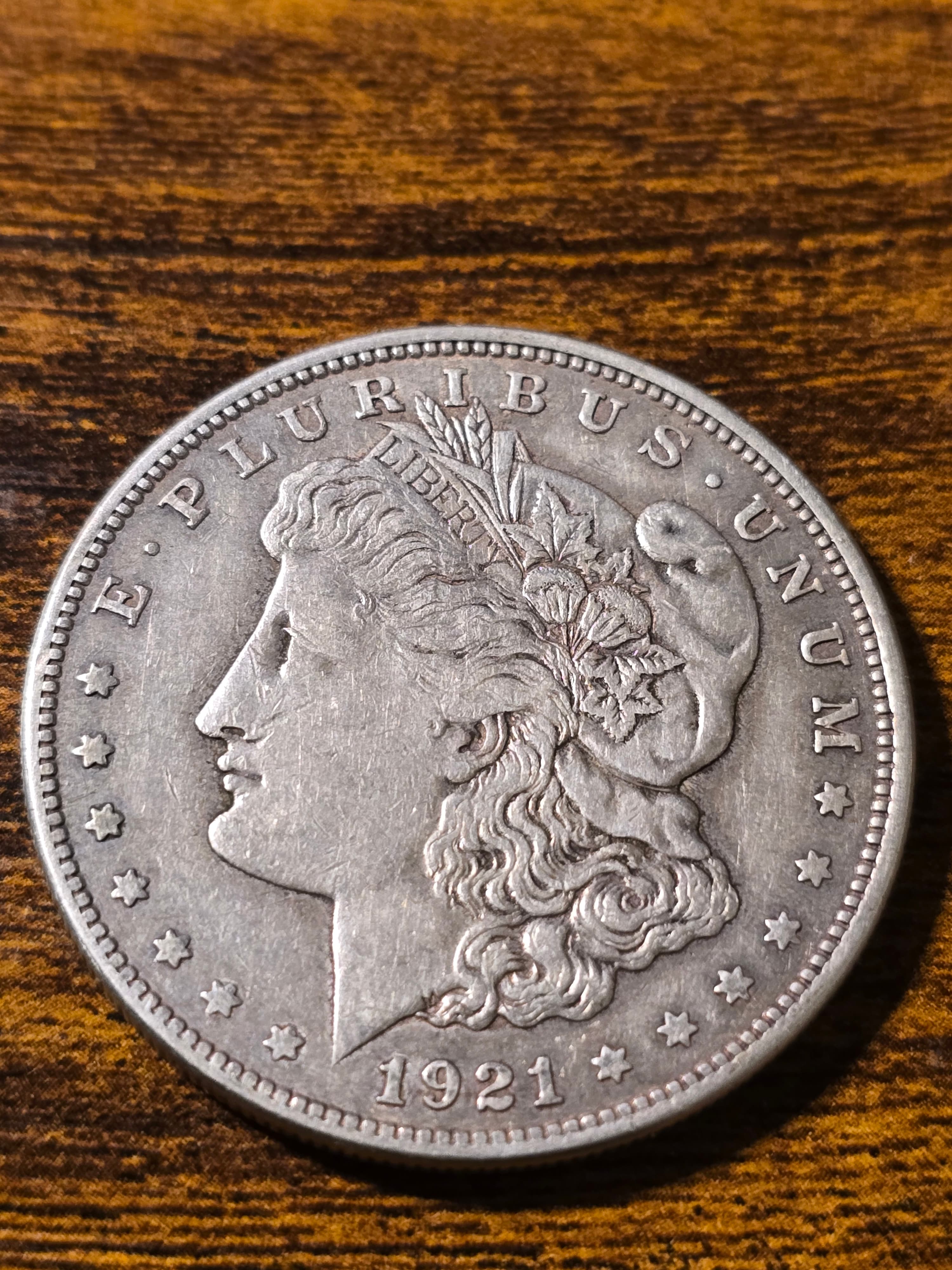 1921-S Morgan Silver Dollar raw coin, exact item photo