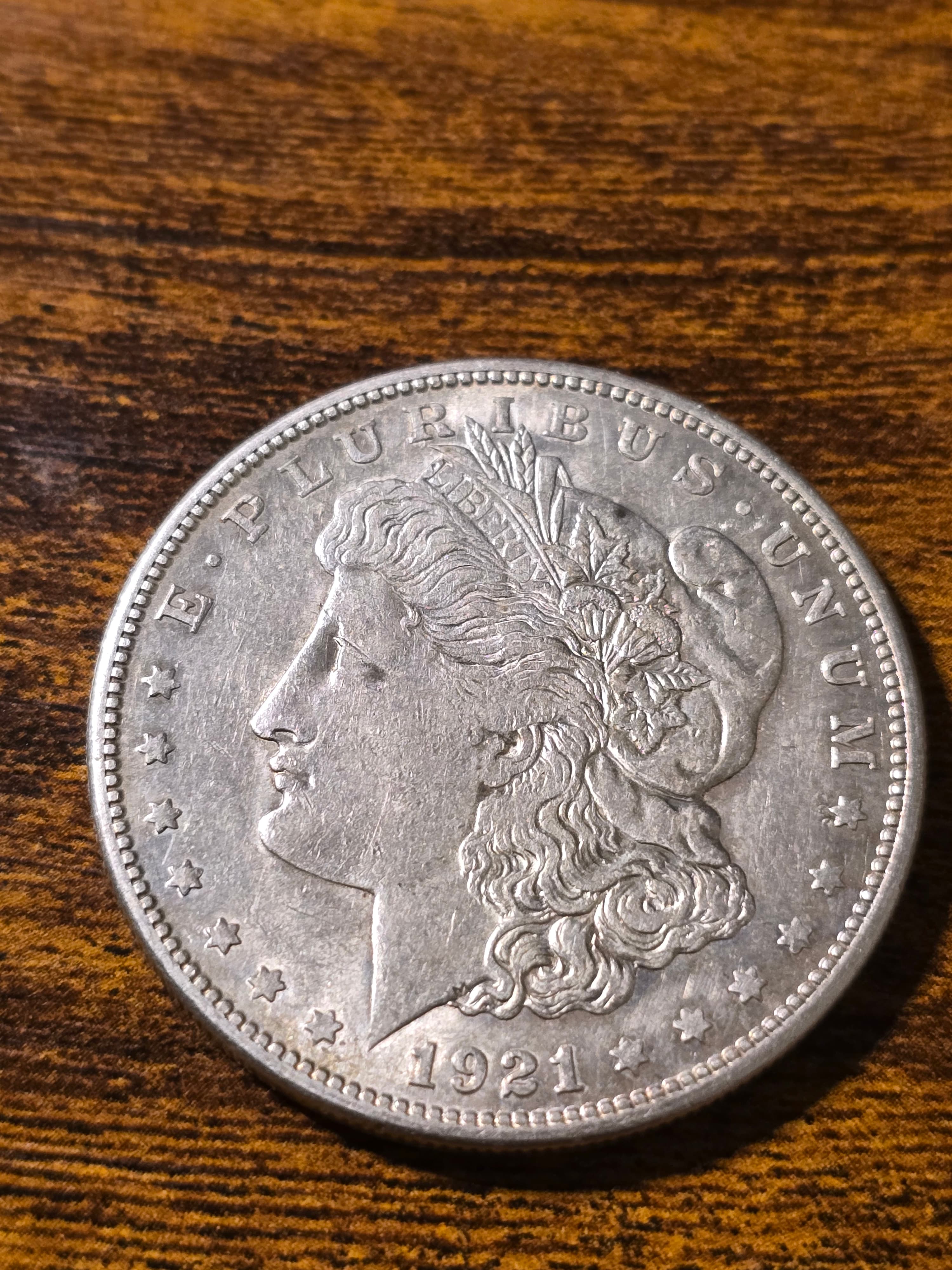 1921-S Morgan Silver Dollar raw coin, exact item photo