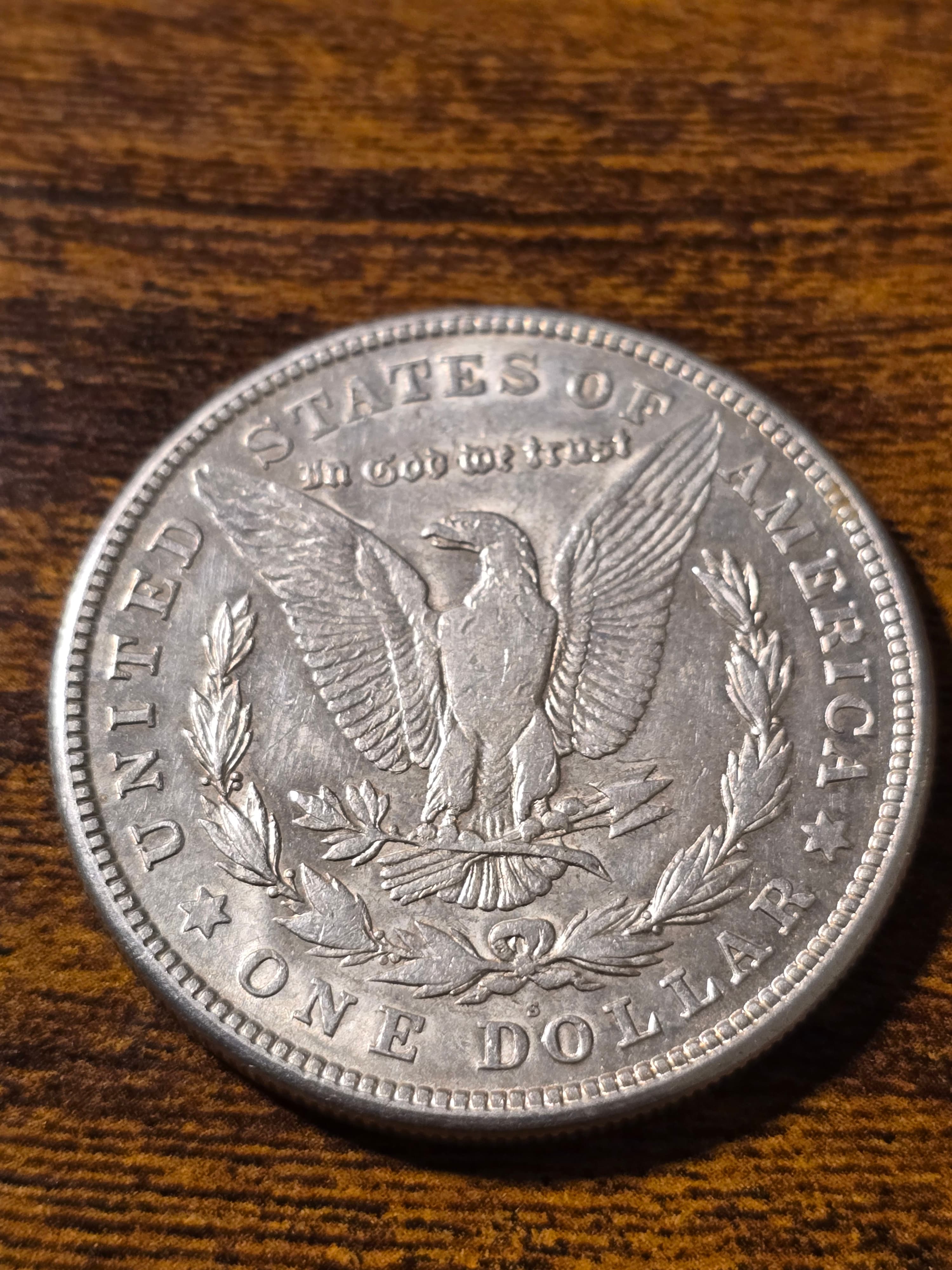 1921-S Morgan Silver Dollar raw coin, exact item photo