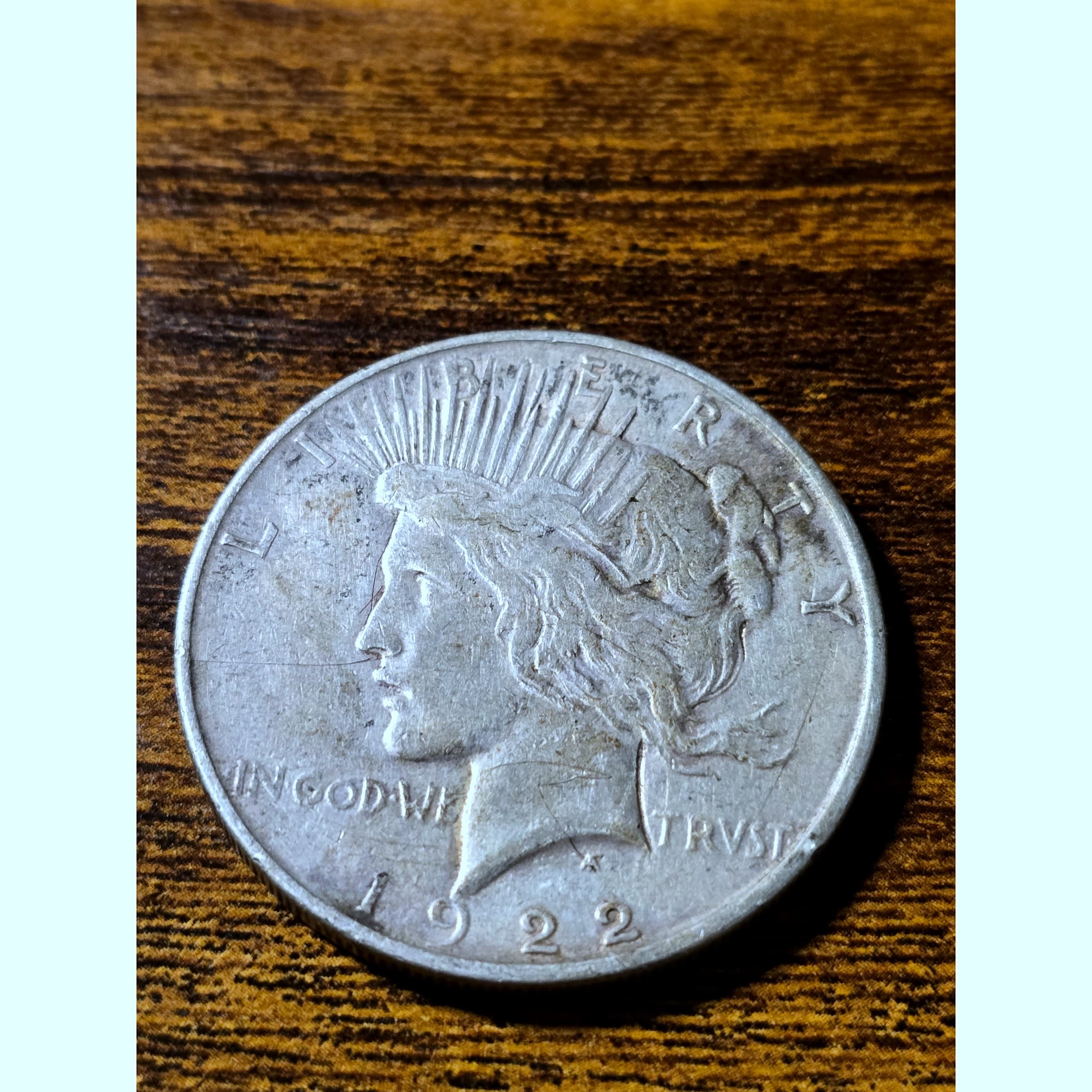 1922 Peace Silver Dollar raw coin, exact item photo
