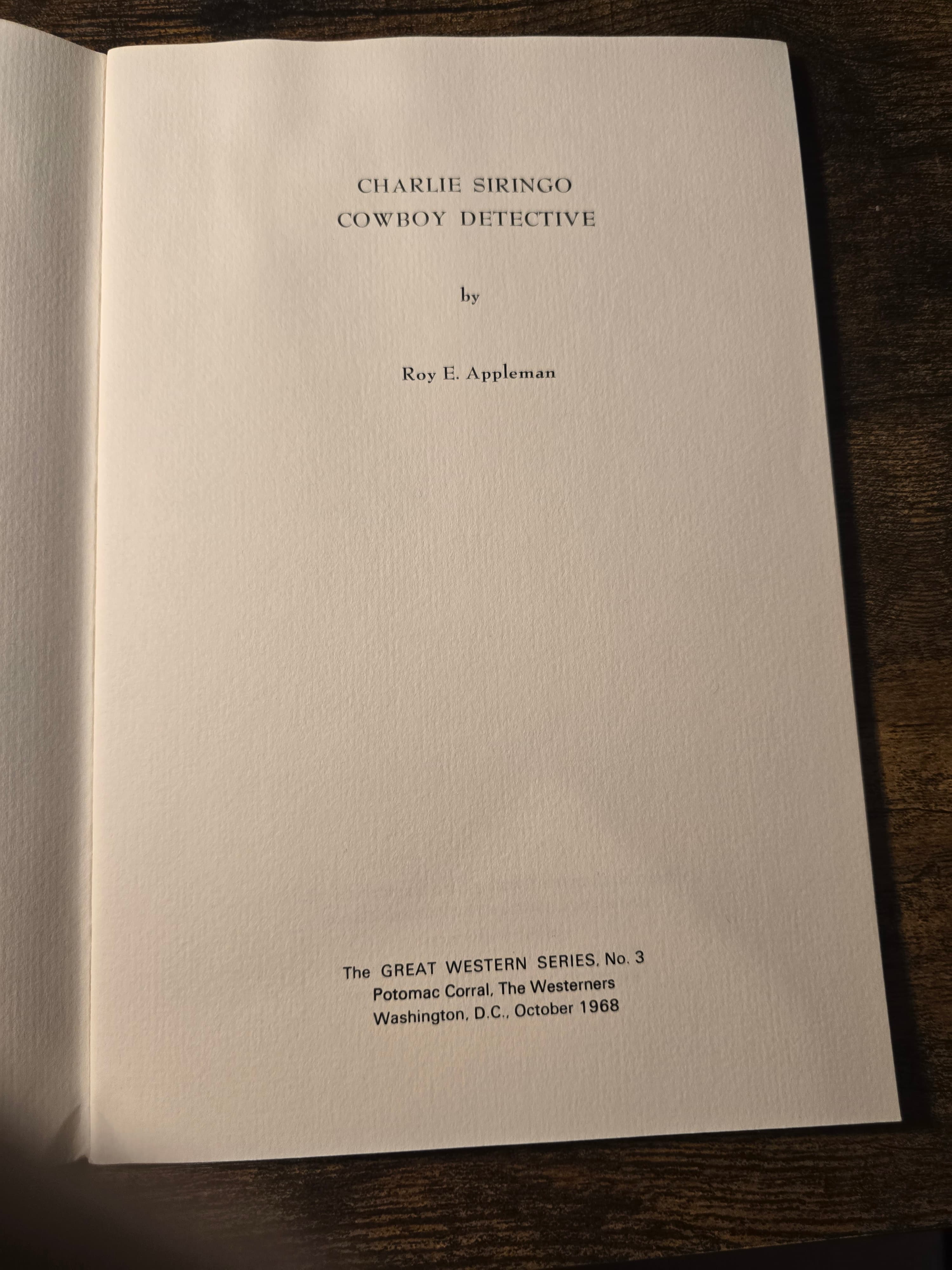 Charlie Siringo Cowboy Detective by Roy E. Appleman, photographed copy
