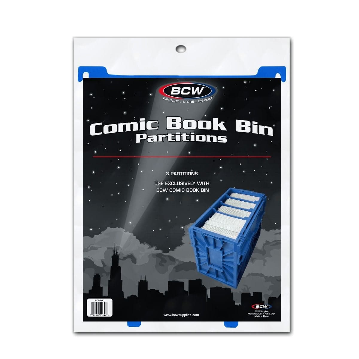BCW Comic Book Bin Partitions - Blue, packaging, 3 per pack