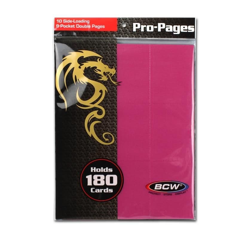 Pack of BCW pink 18-pocket pages