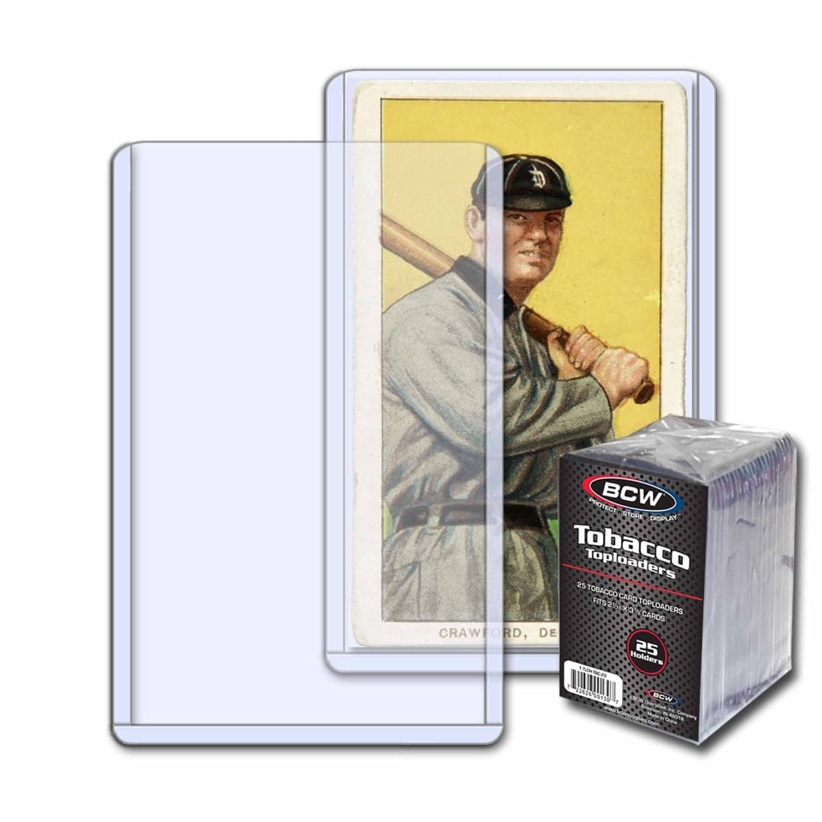Pack of BCW tobacco card toploaders over 2 toploaders with card