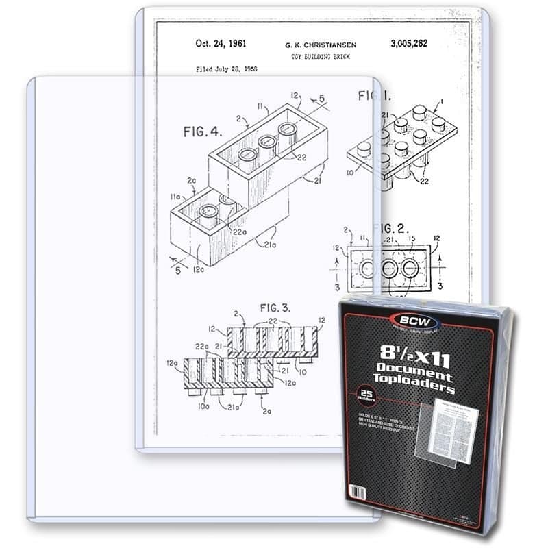 Package of BCW 8.5 by 11 document toploaders over two toploaders with document