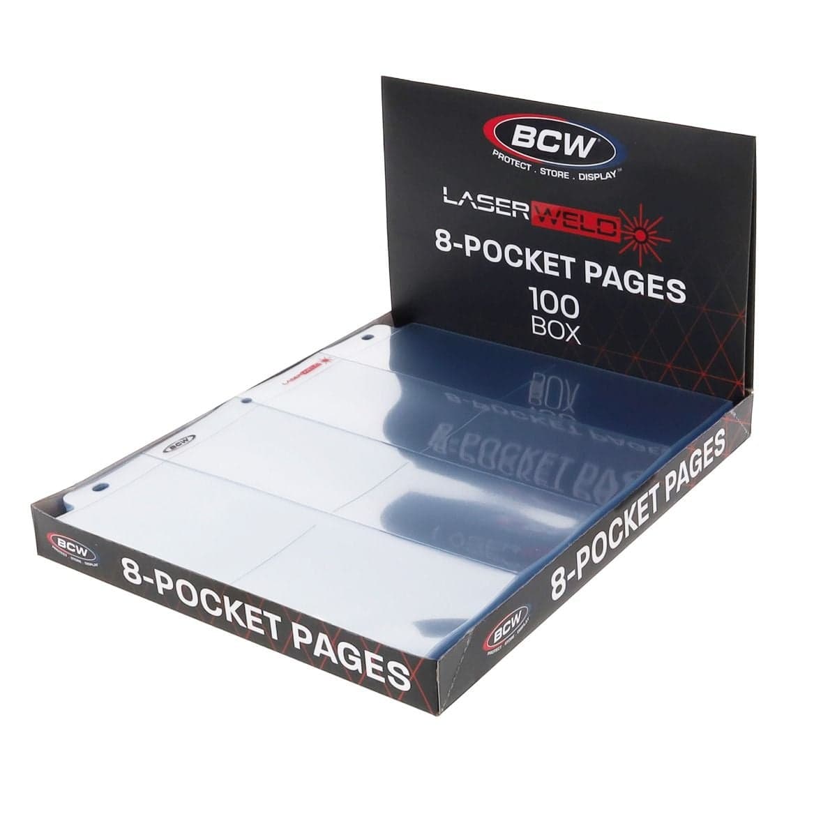 BCW Laserweld 8-Pocket pages - 100ct Box, packaging open