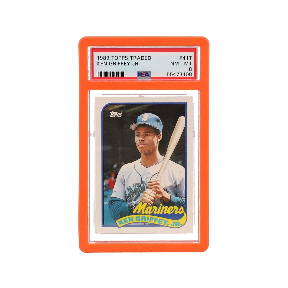 Front facing view of a single Slab Bumper - PSA Graded Card - Orange with graded card inside