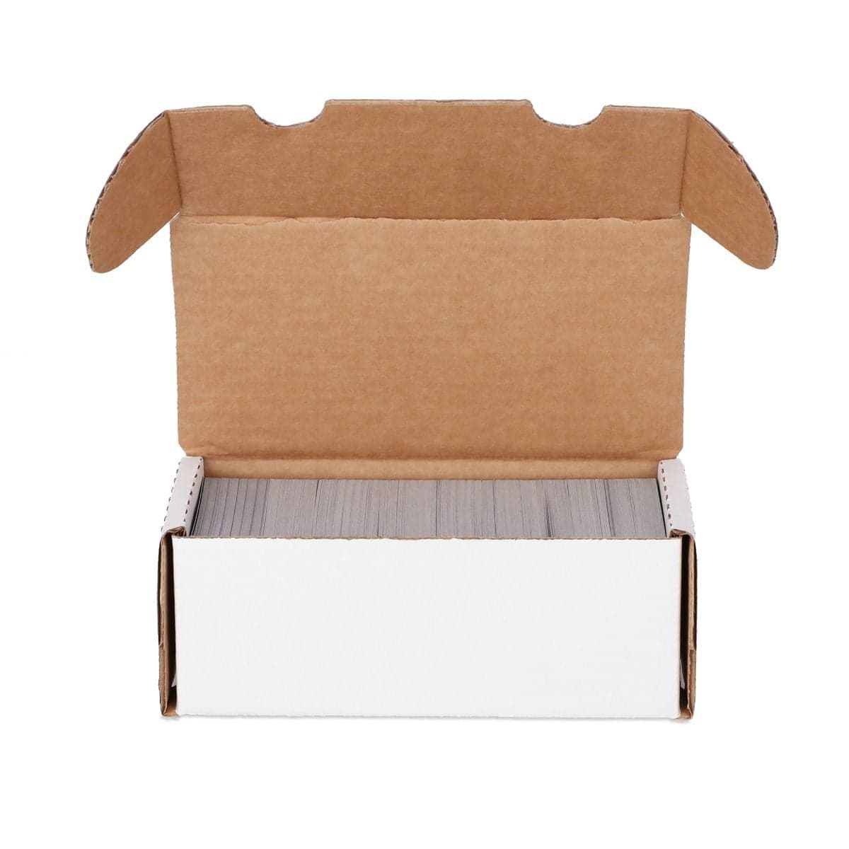 BCW 400 Count Storage Box, front facing view, opened to reveal cards stored inside.