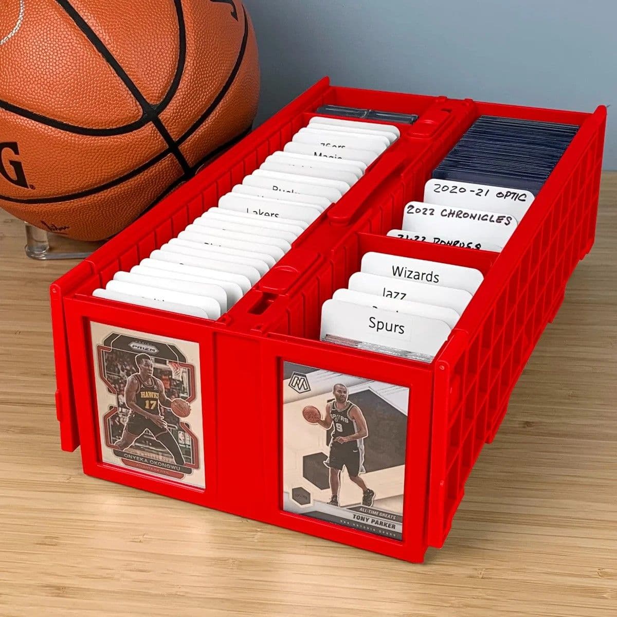 BCW Collectible Card bin 1600 Red. Basketball cards