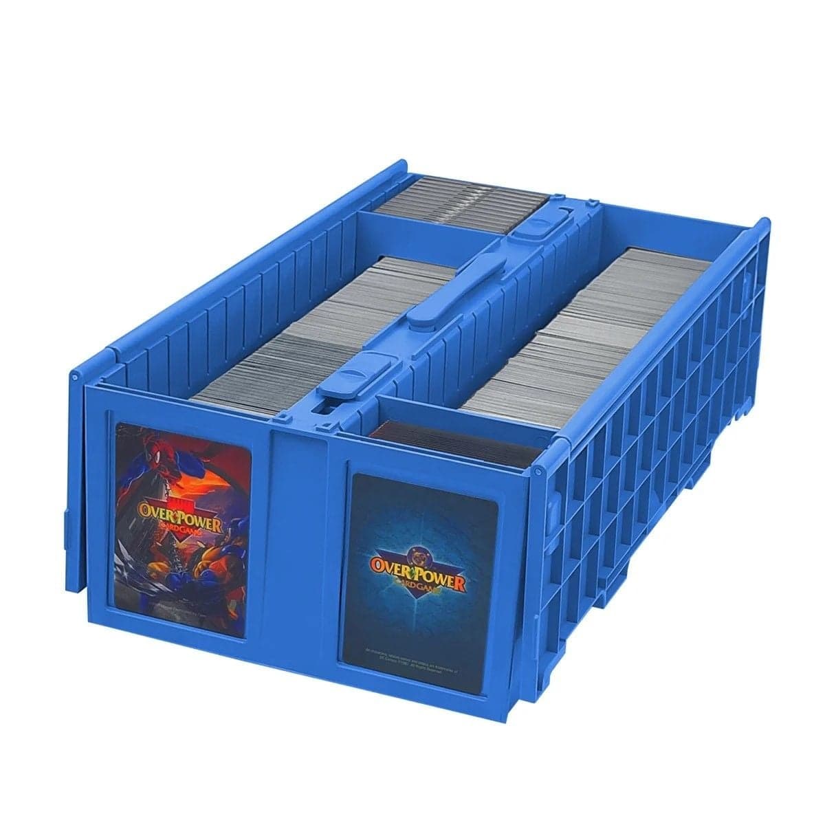 BCW 1600 Collectible card bin. Blue. Open with marvel cards