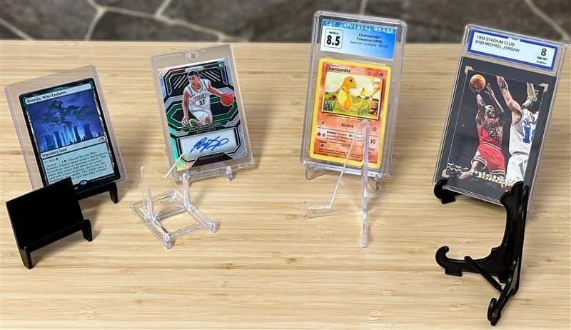 ProMold Card Holder Stand with BCW 2-piece stand, small stand and foldable black stand