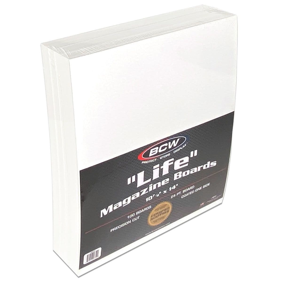 Side profile of 1 pack of 100 BCW Magazine Boards sized for Life Magazine.