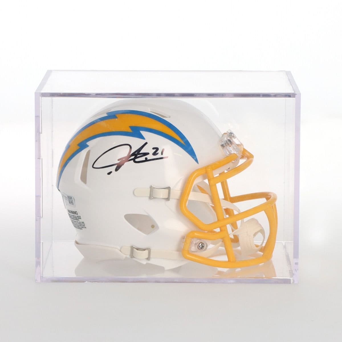 BCW Mini Helmet Showcase. Clear base. Signed football helmet