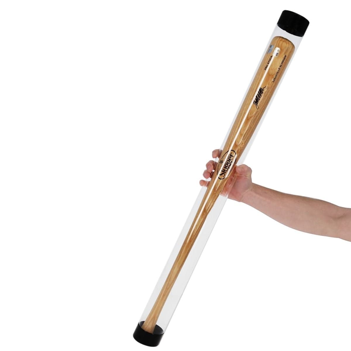 BCW Baseball Bat Tube with baseball bat inside hand model