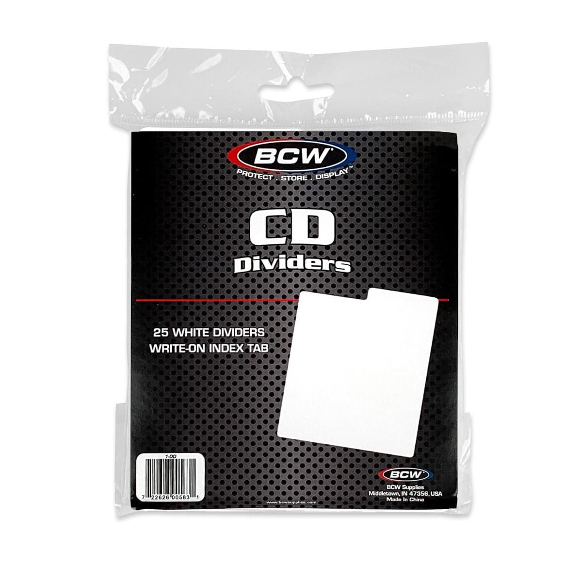 BCW CD Dividers 25 per pack. White. Write on tabs