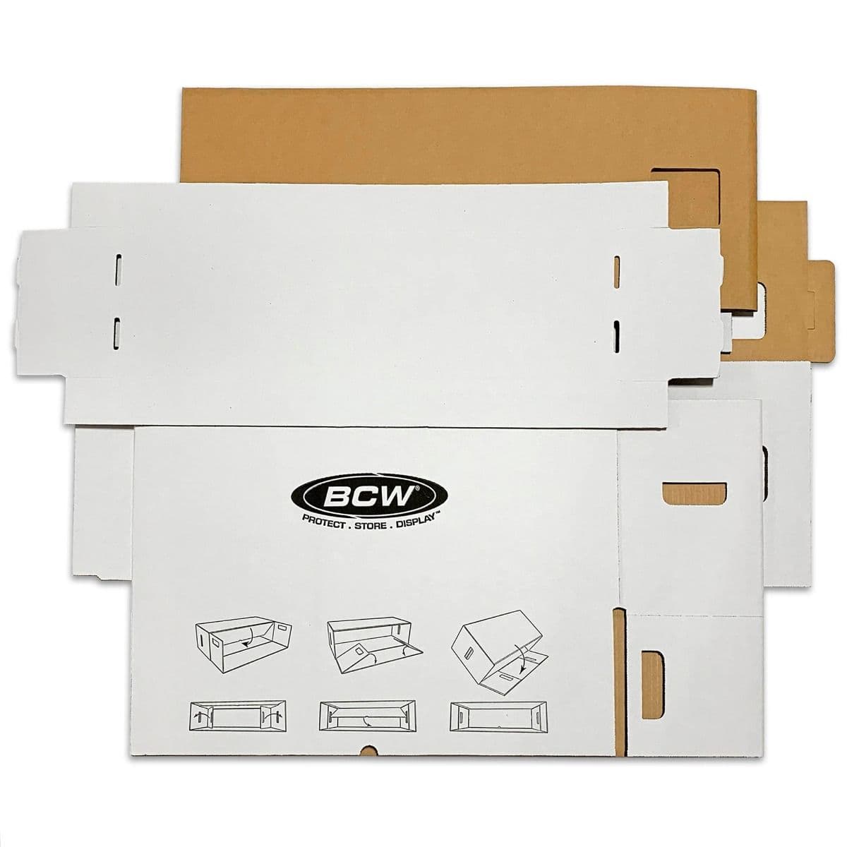 Unfolded BCW long comic box and long comic house