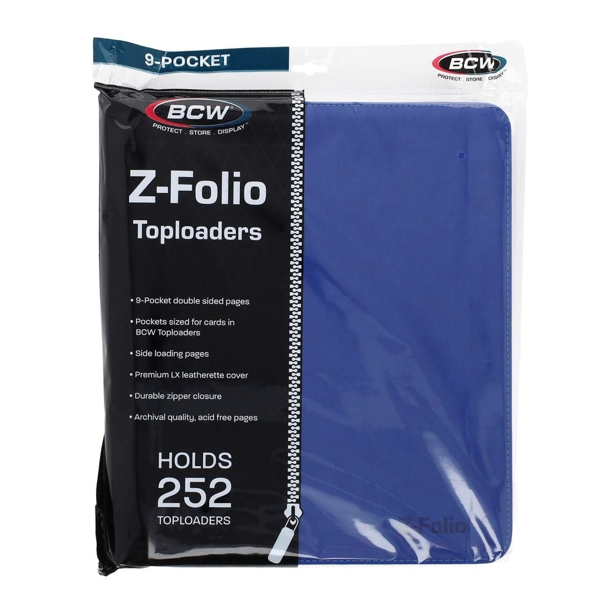 BCW Z-Folio 9-Pocket LX Album - Toploaders - Blue front of packaging