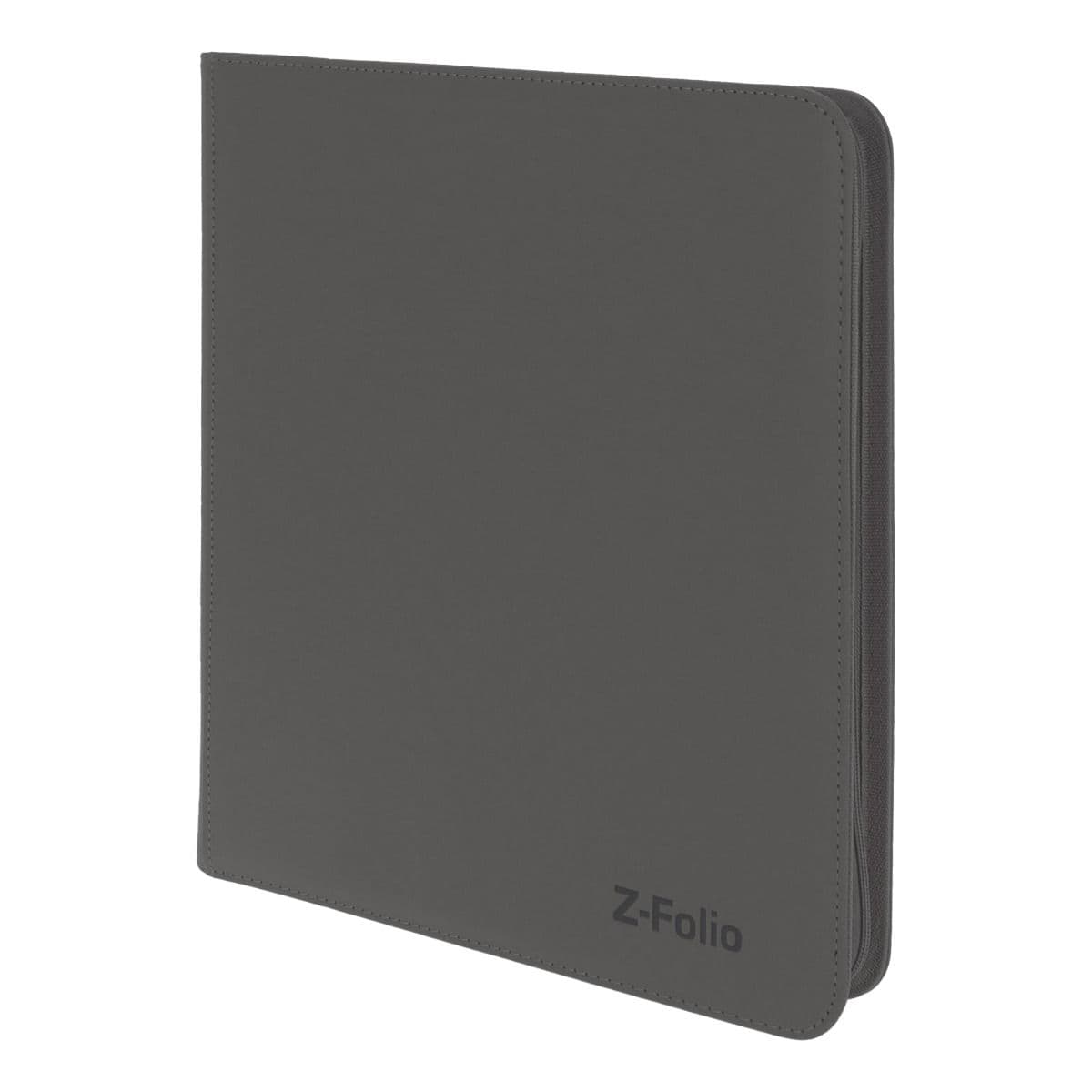 Z-Folio 12-Pocket Album - Gray, angled view. Showcasing the refined stitched edges.