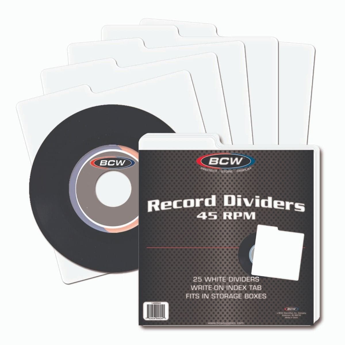 Package of BCW 45 RPM Record Dividers - White on top of five dividers