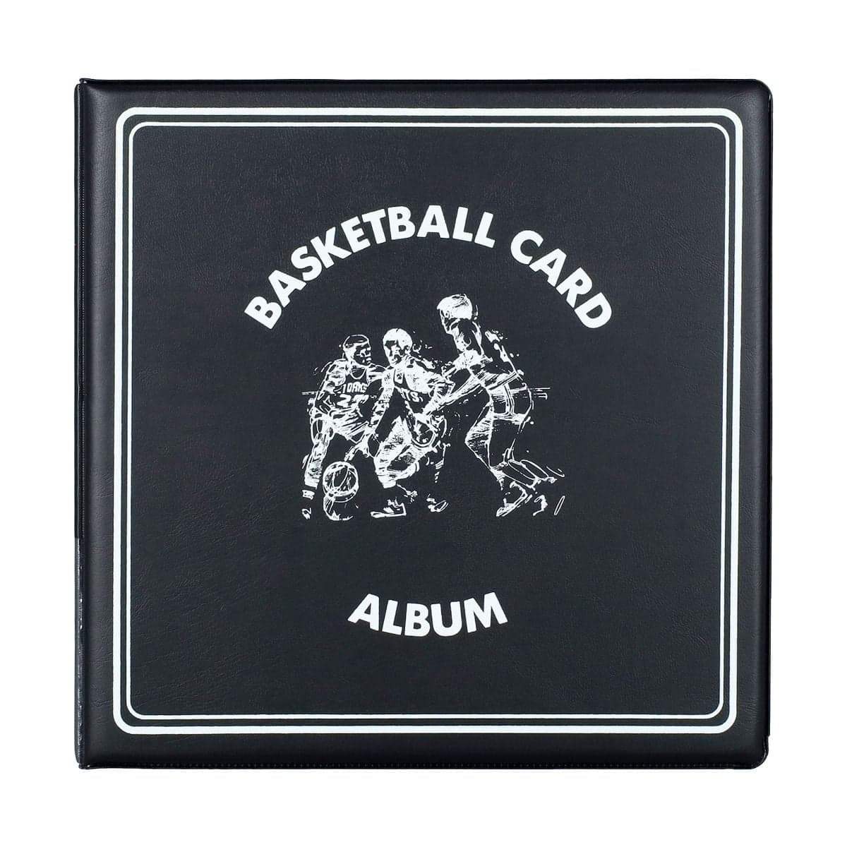 BCW 3 in. Album - Basketball - Black, front image, closed. Showcasing the "Basketball Card Album" Graphic on the front.