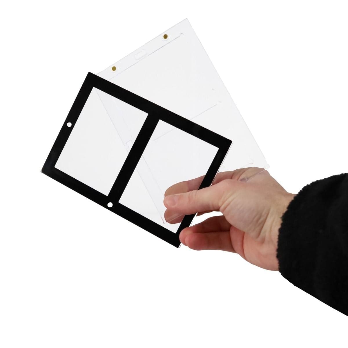 Magnetic 2-Card Holder - 35 PT. - Black Border. two pieces in hand