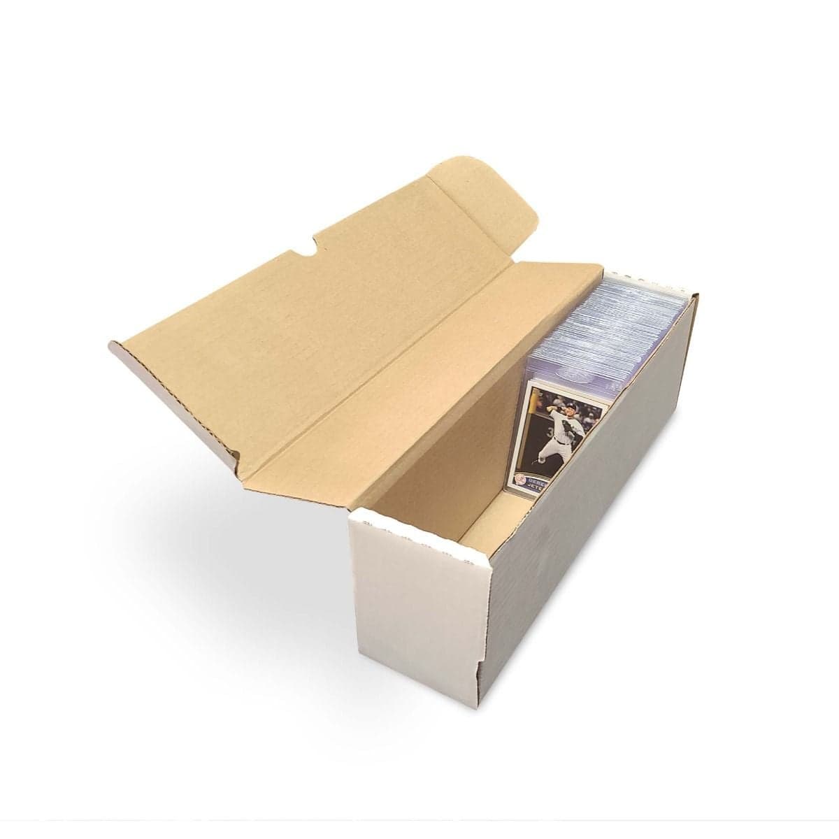 BCW 14 inch semi-rigid number 1 storage box partially filled with card holders