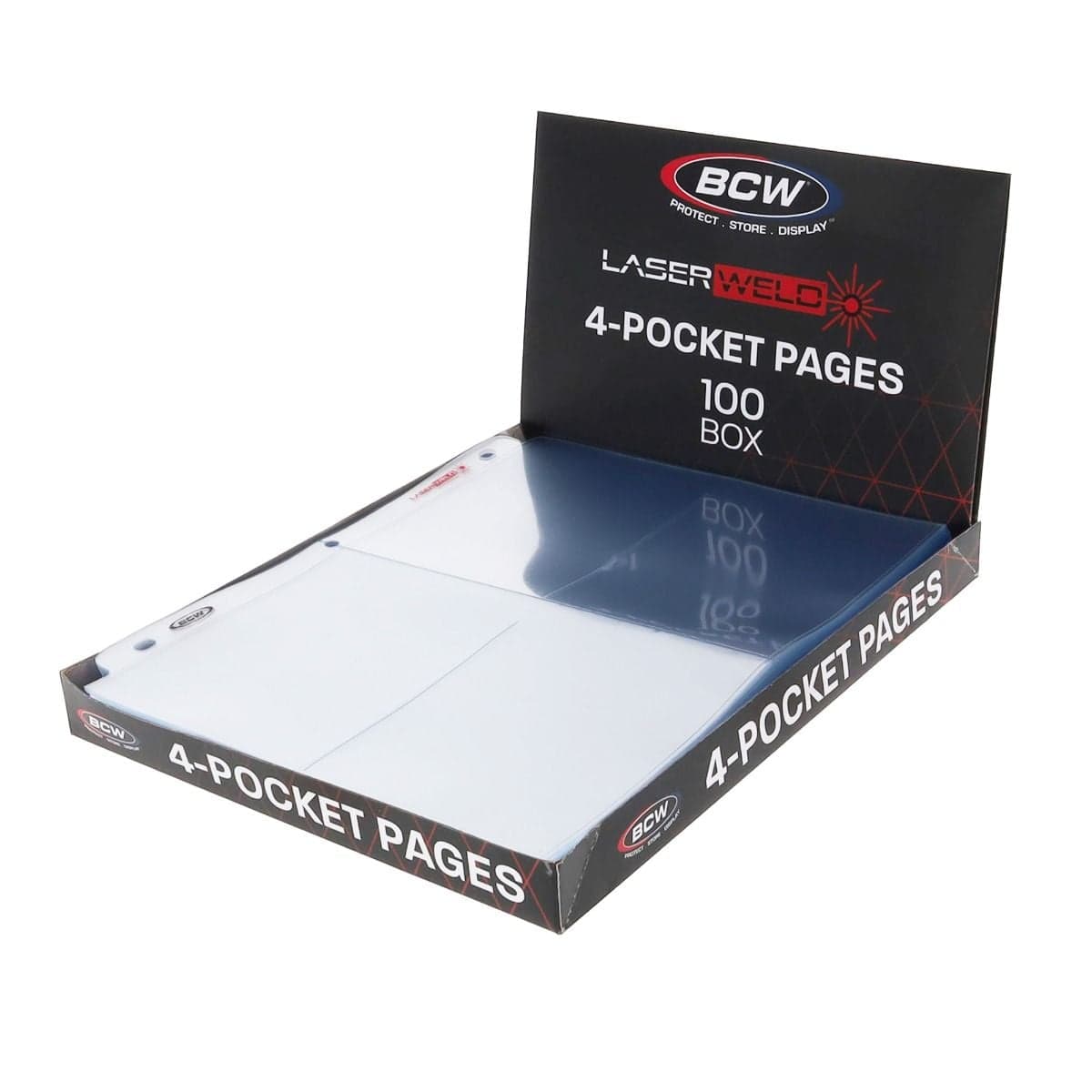 BCW Laserweld 4-Pocket pages - 100ct Box, packaging open