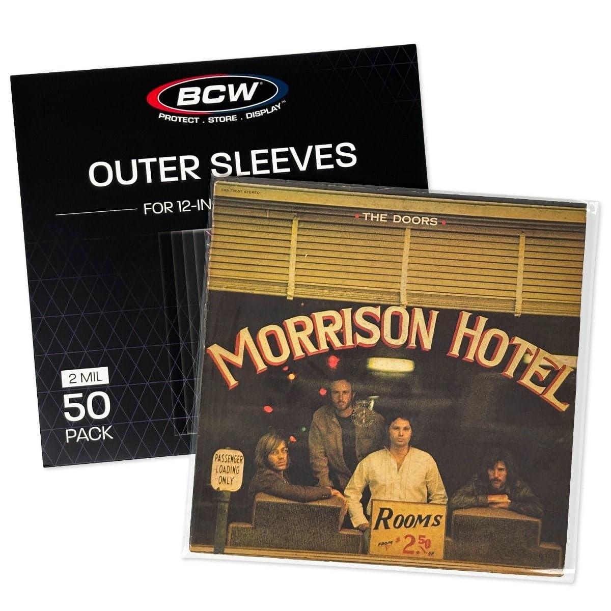 12-Inch Record Sleeves - Polypropylene - 50 Pack group packaging and record in sleeve
