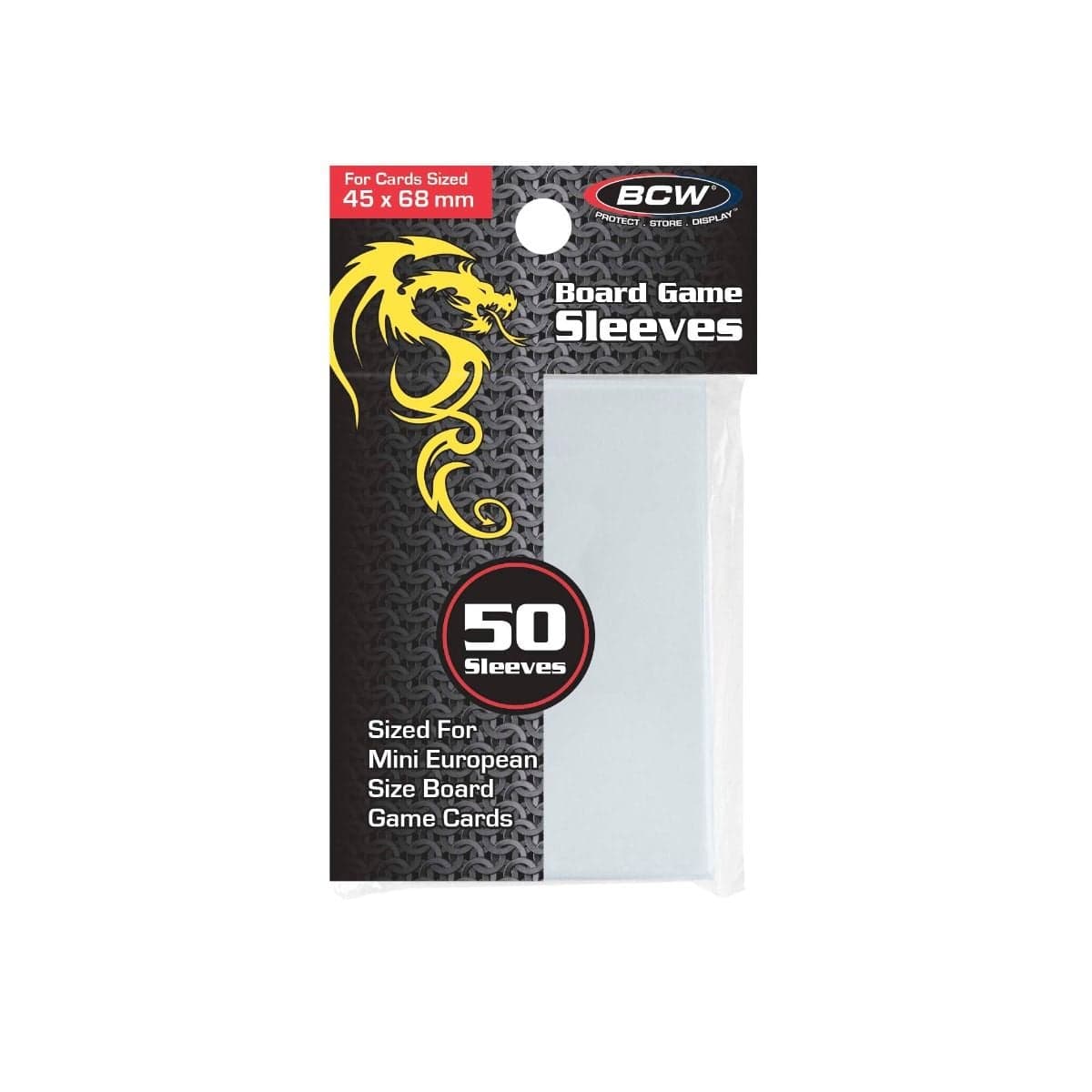 Package of BCW Board Game Sleeves - Mini Euro (45MM x 68MM)