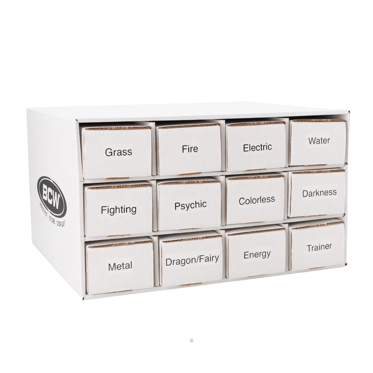 BCW card house storage box. Filled with hand-labeled 800ct boxes, sold separately