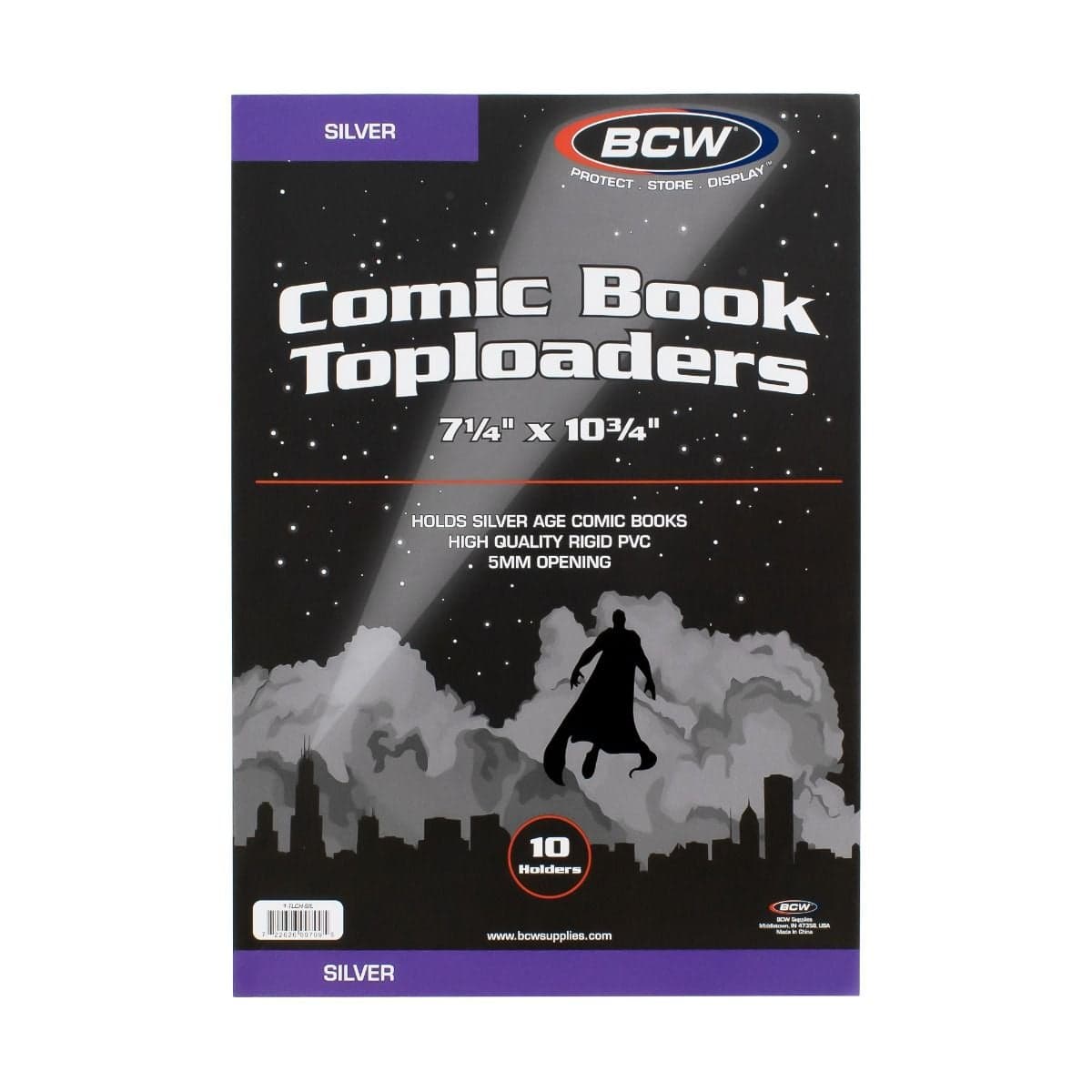 BCW Silver Comic Topload Holder 10 holders per pack, front packaging