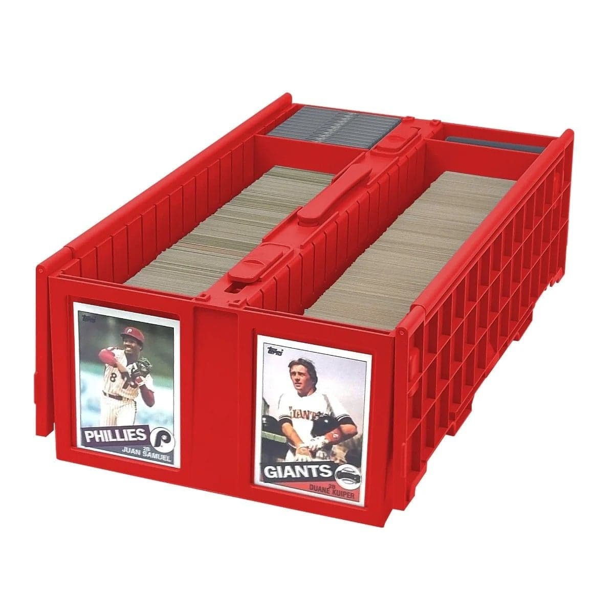 BCW Collectible Card bin 1600 Red. Open with sports baseball cards