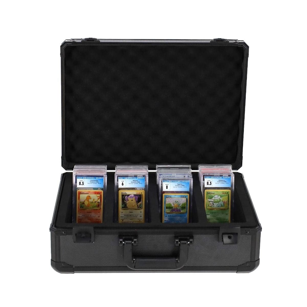 Graded Lock Case - Cards - 4 Rows. open with tcg gaming pokemon graded cards