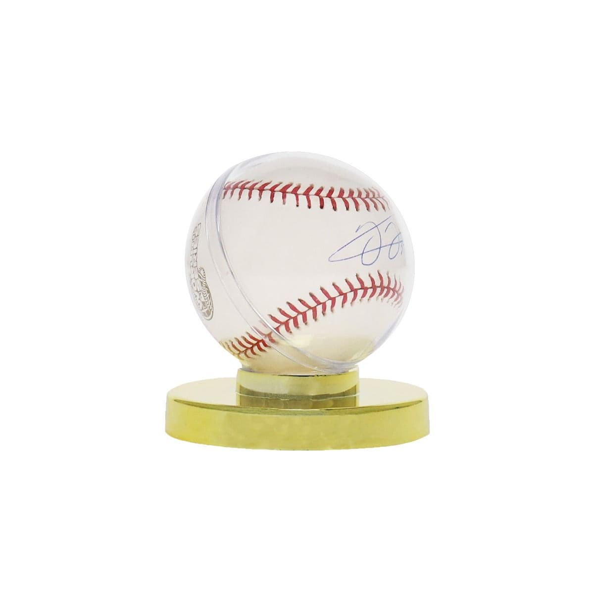 BCW Gold Base Baseball Holder with baseball inside angle