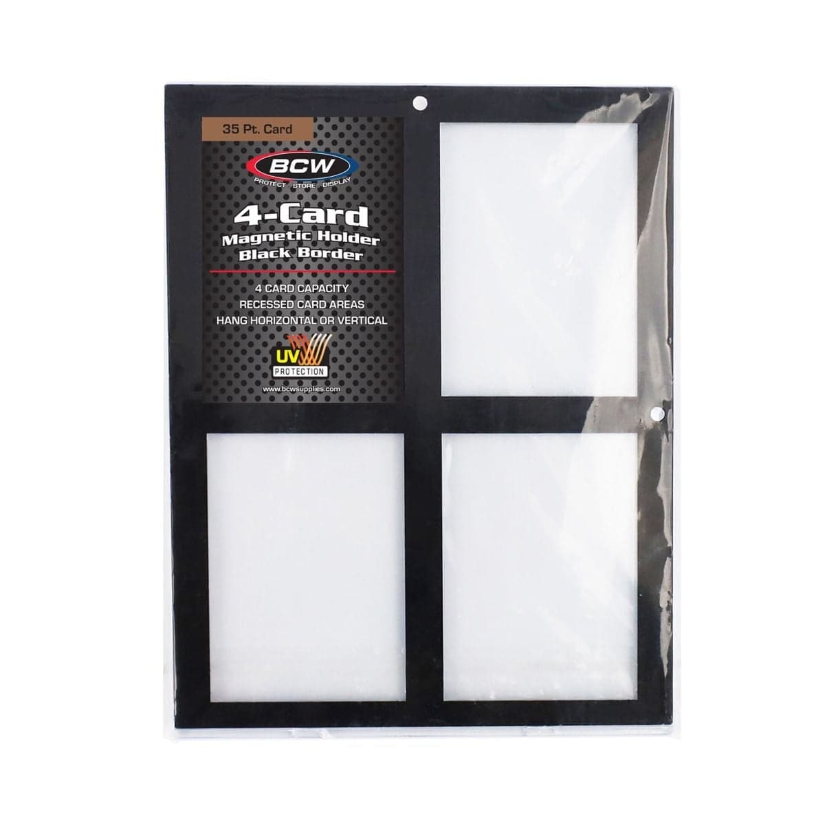 Magnetic 4-Card Holder - 35 PT. - Black Border - Packaging with Insert
