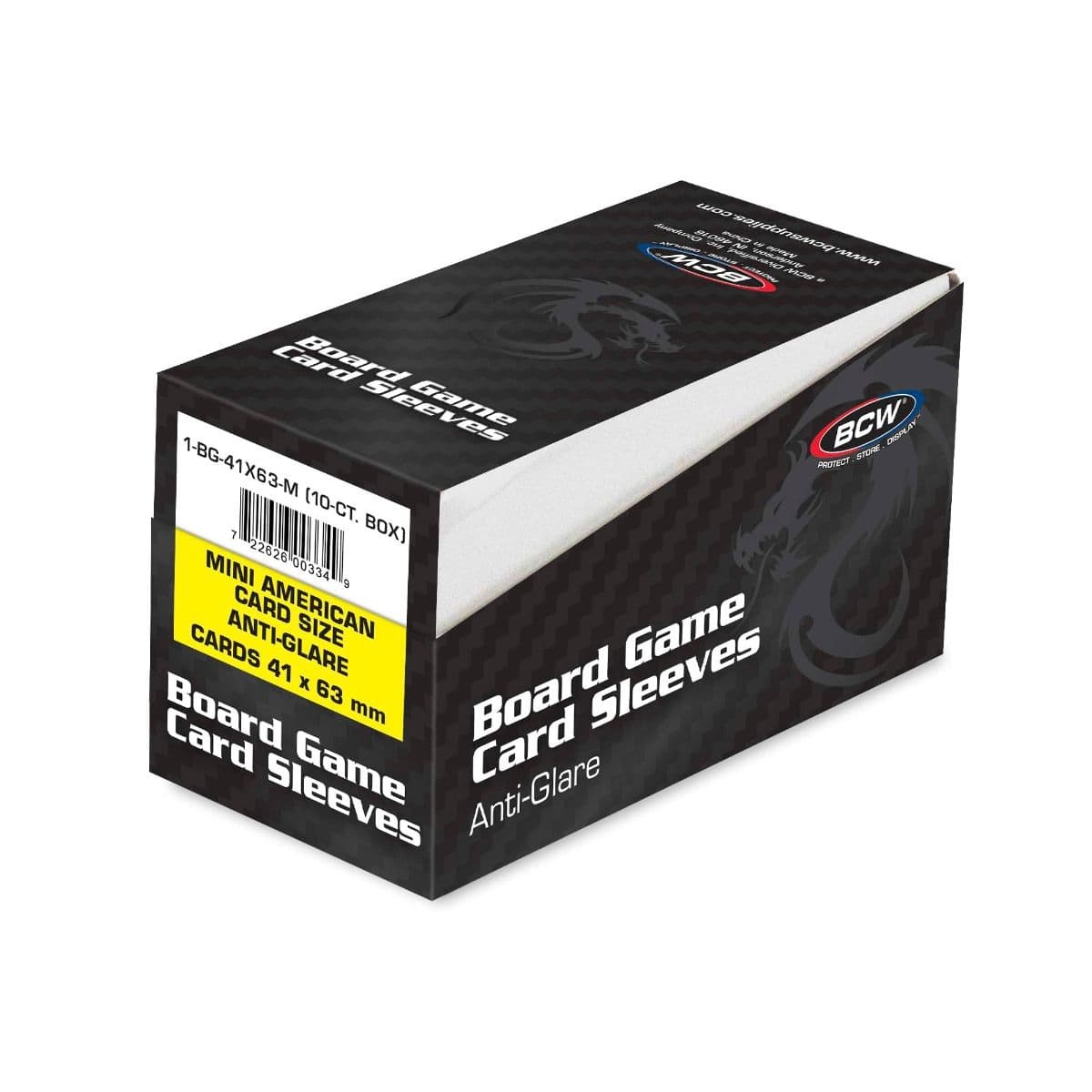 Box of 10 packs of BCW Board Game Sleeves - Mini American (41MM x 63MM) Anti-glare