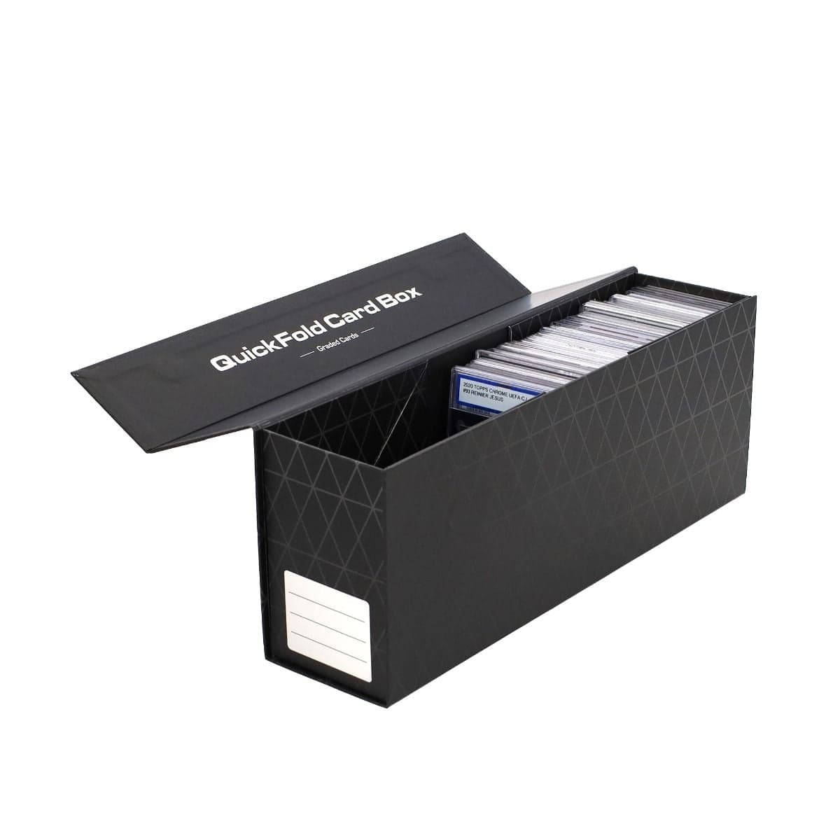 3 Pack QuickFold Card Boxes - Graded Cards open with graded cards slabs