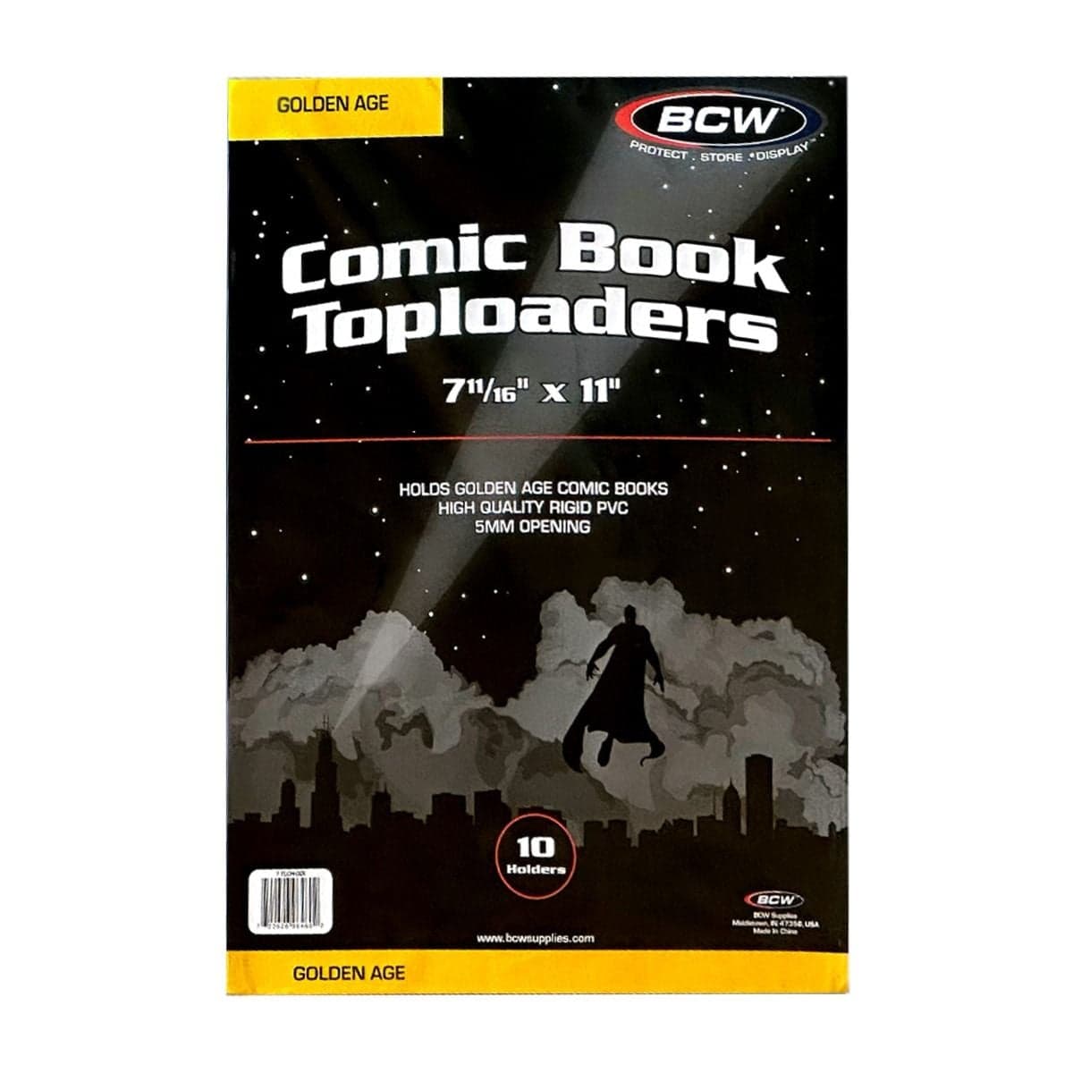 BCW Golden Age Comic Book Toploaders 10 holders per pack. front packaging