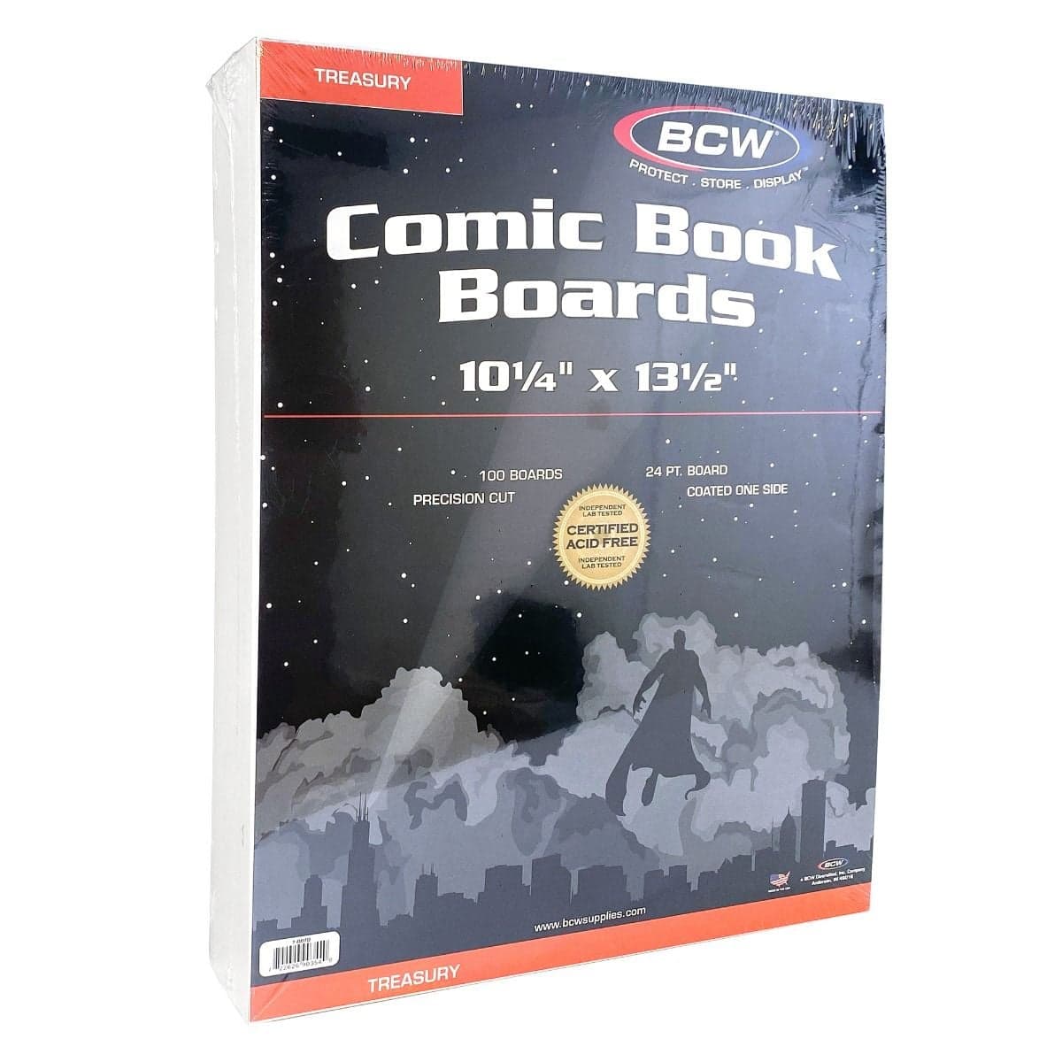 Package of BCW Treasury Comic Book Boards, angle view
