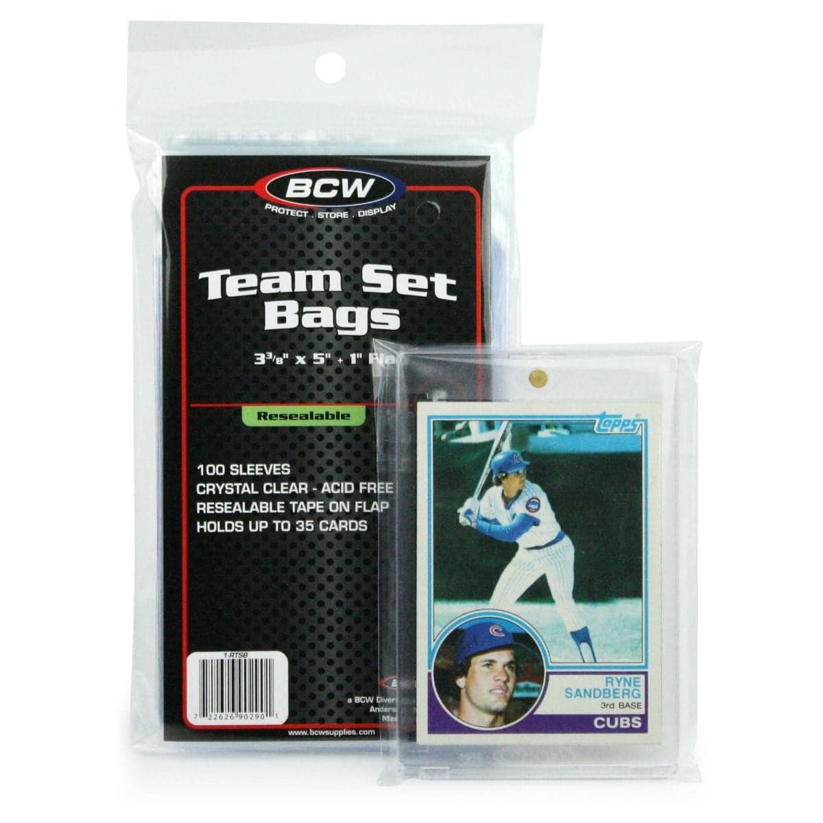 BCW Resealable Team Set Bag packaging grouped with magnetic holder displayed in bag