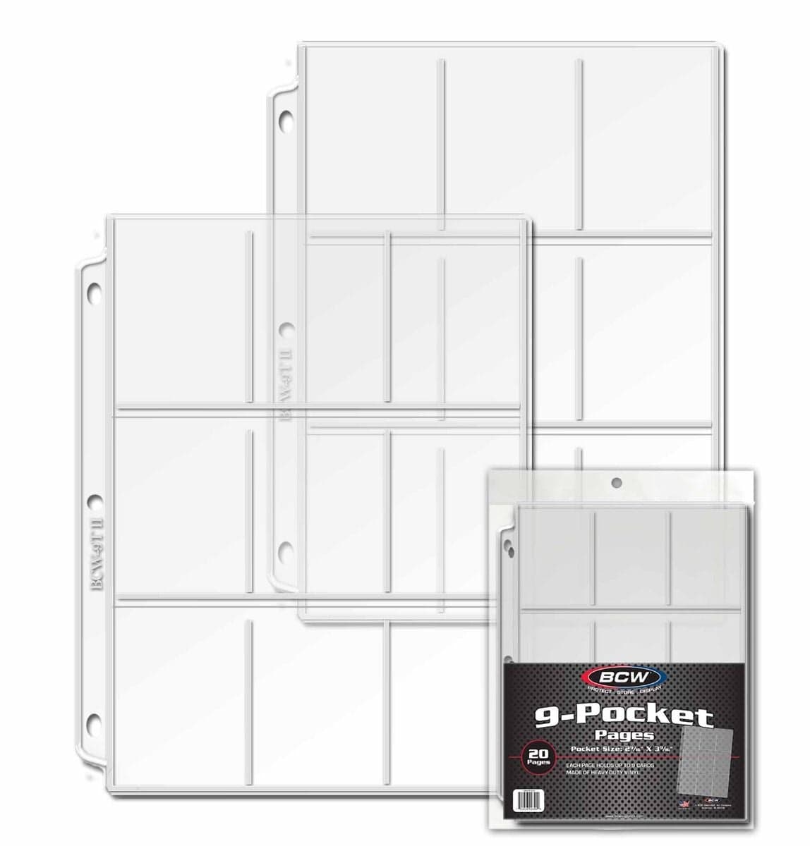 Package of 20 BCW vinyl 9-pocket pages over two individual pages