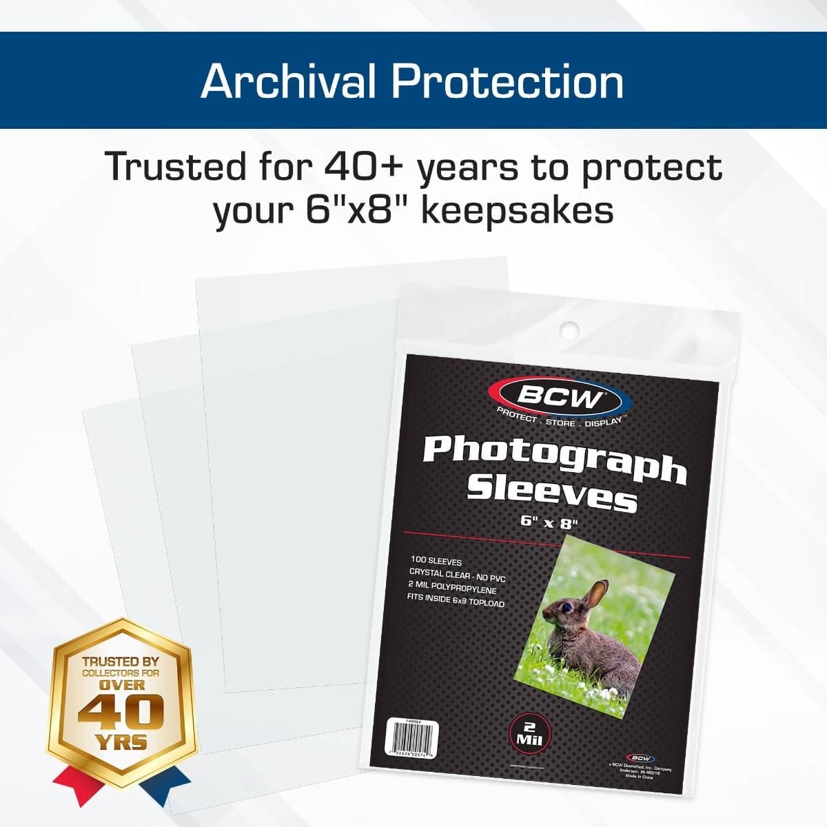 Infographic: Archival Protection. Trusted for 40+ years to protect you 6"X8" keepsakes