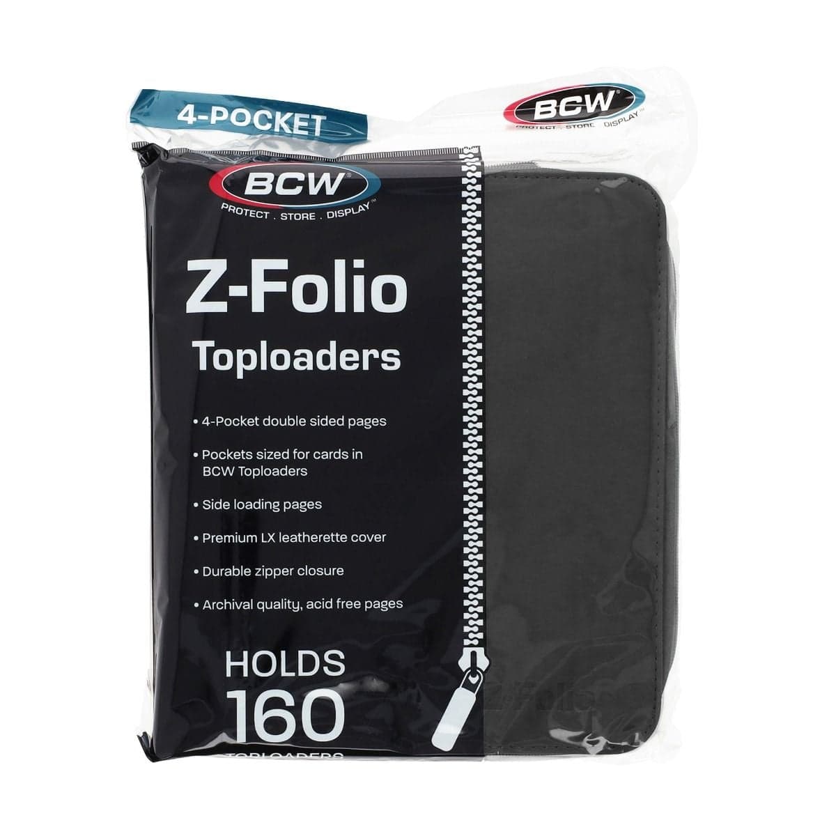 BCW Z-Folio 4-Pocket LX Album - Toploaders - Black front of packaging