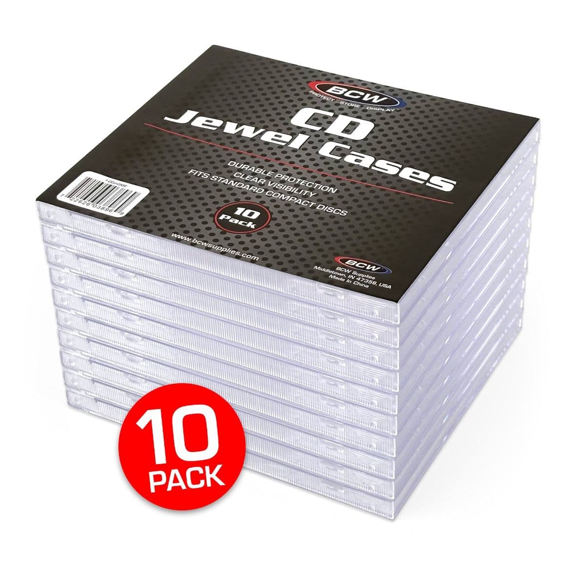 BCW CD Jewel Cases - 10 Pack packaging, 10 pack emblem, showcasing the per-pack quantity